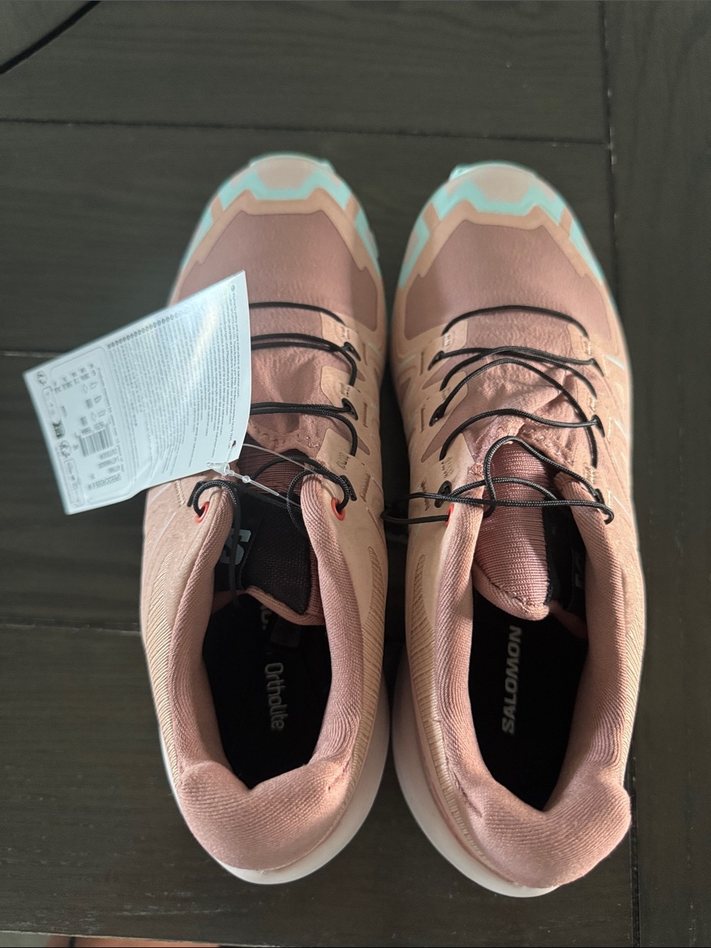 Salomon Women's Pink and Light Blue Trail Sneakers